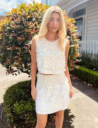 AJE White Disc Sequin Skirt BNWT