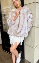 Clothing: Vintage 70's faux white fox fur coat