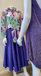 Vintage Purple Elastic waist Full Skirt