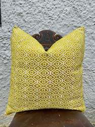 Geometric Gold Velvet Cushion