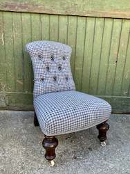 Furniture: Sanderson Wool Antique Buttoned Chair