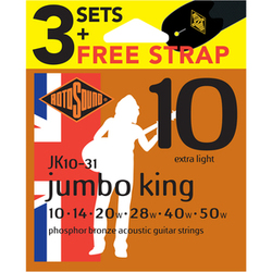 Rotosound jumbo king 10-50 acoustic strings 3 pack