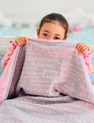 Customized Knitted Cotton kids Blanket - names