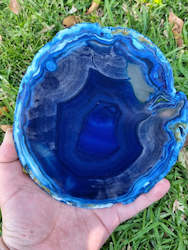 Pink Amethyst Geodes: Large Agate Slice - Blue