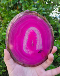 Pink Amethyst Geodes: Large Agate Slice - Pink