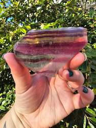 Pink Amethyst Geodes: Rainbow Fluorite Slice #3