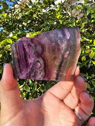 Pink Amethyst Geodes: Rainbow Fluorite Slice