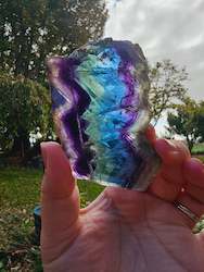 Pink Amethyst Geodes: Rainbow Fluorite Slice #8