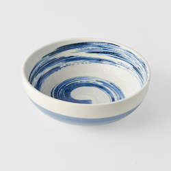 Kitchenware: White with Blue Swirl Udon Bowl
