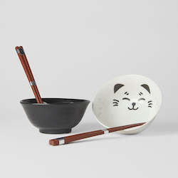 Kitchenware: Black & White Cat Bowl Set