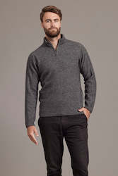 Mens Merino: Short Zip Rib Sleeve Sweater 620