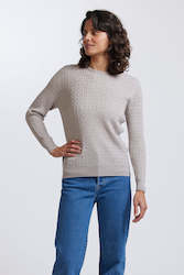 Womens Merino: RM2057  Royal Merino Rib and Cable Crew Sweater