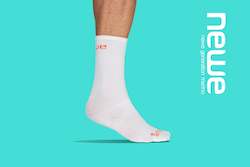 newe's 'Staple' merino cycling socks- White & Tangerine