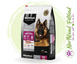 FREE TREATS with 7kg or larger -- BlackHawk Adult Lamb & Rice - $199.99 for 20kg!!