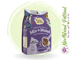 Store-based retail: Mix & Munch Beef and Ocean Fish Freeze-Dried Raw Food Toppers for Cats 350g