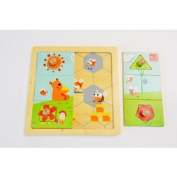Square puzzle - bees (314) - more - educational wooden toys