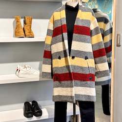 Clothing: Isabel Marant Etoile Gabrie Striped Oversize Coat - SIZE 8-10