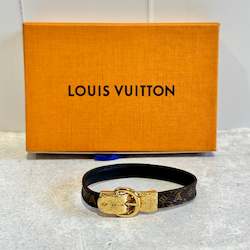 Louis Vuitton Leather Monogram Buckle Bracelet