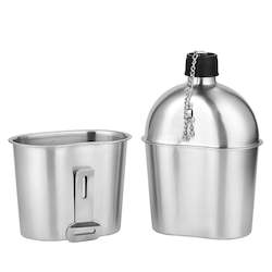 Water Bags Bottles: Outdoor 2in1 1000ml Stainless Steel Water Bottle 600ml Lunch Box Military Canteen Cup Set