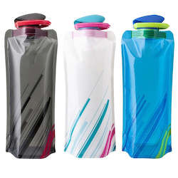 Water Bags Bottles: Foldable Water Bottle Outdoor Hiking Camping PE Water Bag Soft Flask Squeeze Portable