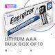ENERGIZER 1.5V AAA LITHIUM BATTERY Bulk Box Of 10 Batteries