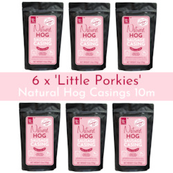 Products: 6 Pack - 'Little Porkies' - Natural Hog Casings 32-35mm, 10m