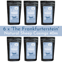 Products: 6 Pack - 'The Frankfurterstein' Natural Sheep Casings 24-26mm, 40m.