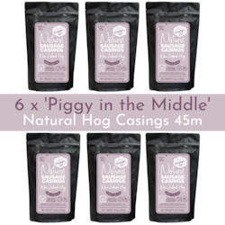 Hog: 6 Pack - 'Piggy in the Middle' - Natural Hog Casings 32-35mm, 45m