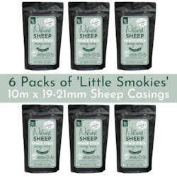 6 Pack - 'Little Smokies' Natural Sheep Casings 19-21mm, 10m.