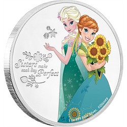 Disney frozen - sisters 1 oz silver coin