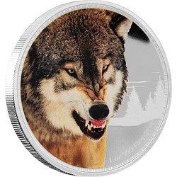 Kings of the continents - grey wolf silver coin