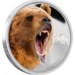 Kings of the continents - grizzly bear silver coin