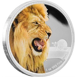 Kings of the continents - african lion silver coin