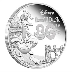 Disney silver coin donald duck 80th anniversary