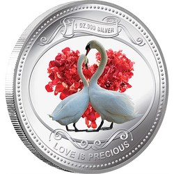Love is precious silver coin - swans
