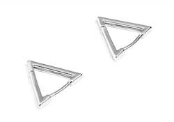 18k white gold Triangle Pyramid Huggie Earrings