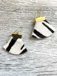 Jewellery manufacturing: Zebra Cowhide Leather Rounded Triangular Dangles