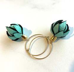 Jewellery manufacturing: Wild Flowers  -Mint Colour on 14k Hoops