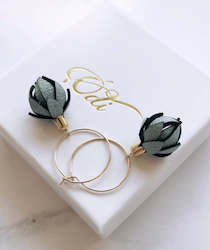 Jewellery manufacturing: Wild Flowers  -Robins egg blue on 14k Hoops