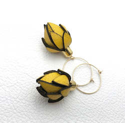 Jewellery manufacturing: Wild Flower Buds -Yellow in your choice of Gold Filled Hoops or Ear Wires