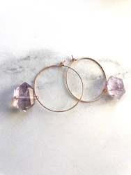 Jewellery manufacturing: Amethyst crystal Rose Gold Hoops
