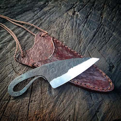 Art Knives By Benjamin Madden: Neck Knife with a Dark Brown Sheath