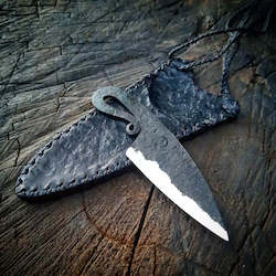 Art Knives By Benjamin Madden: Neck Knife with a Black Sheath