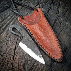 Art Knives By Benjamin Madden: Neck Knife with a Light Brown Sheath