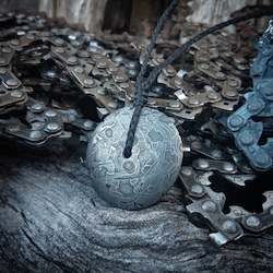 Jewellery: Chainsaw Chain Damascus Disc Pendant