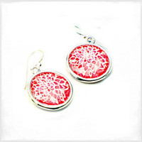 Products: Red Dahlia Dangle Earrings