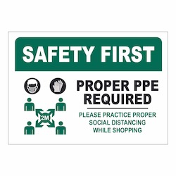 Ppe Signs: Safety First 2 Meter Distancing