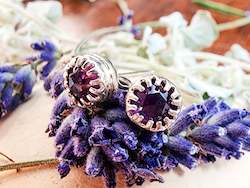 Jewellery: Brittany studs - Amethyst + round sterling