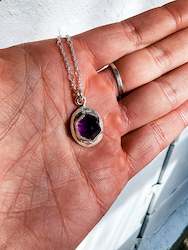 Pointed Amethyst hex pendant