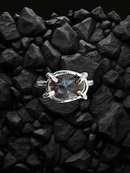 Grey Moonstone pronged ring